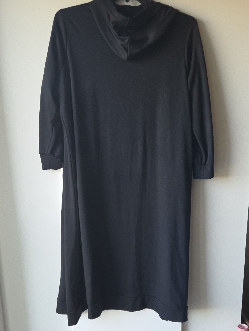 Cyrus Black Long Hooded Open-Front Coatigan